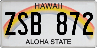 HI license plate ZSB872