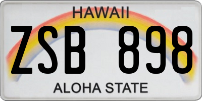 HI license plate ZSB898