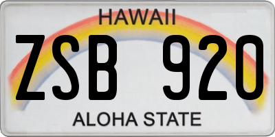 HI license plate ZSB920