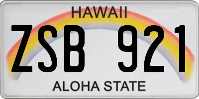 HI license plate ZSB921