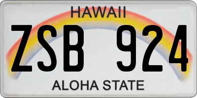 HI license plate ZSB924
