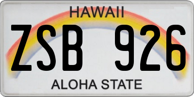 HI license plate ZSB926