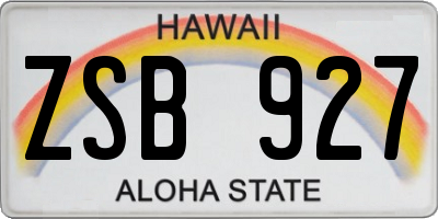 HI license plate ZSB927