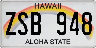 HI license plate ZSB948