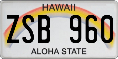 HI license plate ZSB960