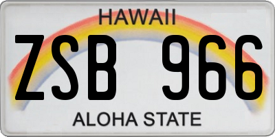 HI license plate ZSB966