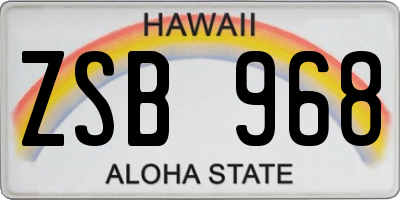 HI license plate ZSB968