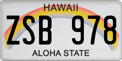 HI license plate ZSB978