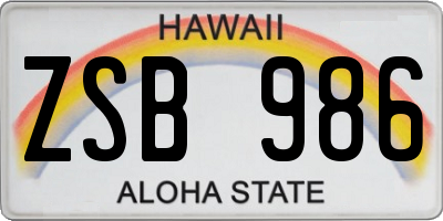 HI license plate ZSB986
