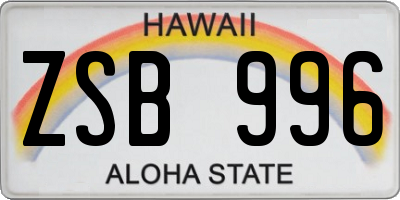HI license plate ZSB996