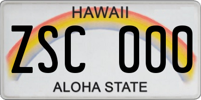 HI license plate ZSC000