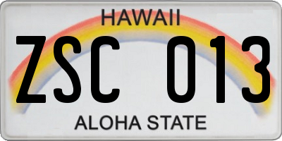 HI license plate ZSC013