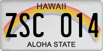 HI license plate ZSC014