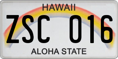 HI license plate ZSC016