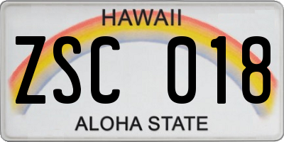 HI license plate ZSC018