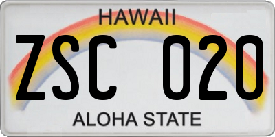 HI license plate ZSC020