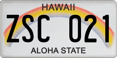 HI license plate ZSC021