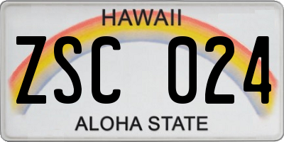 HI license plate ZSC024
