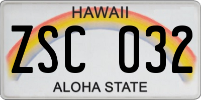 HI license plate ZSC032