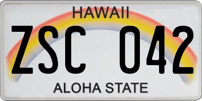 HI license plate ZSC042