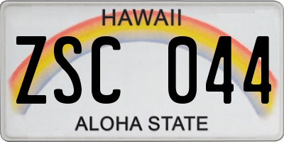 HI license plate ZSC044