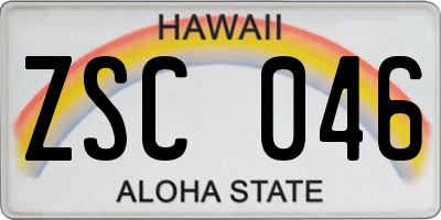 HI license plate ZSC046