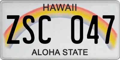 HI license plate ZSC047