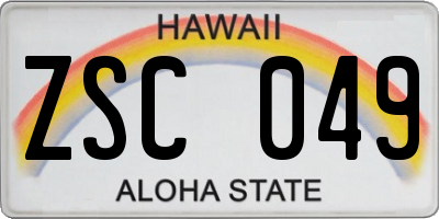 HI license plate ZSC049