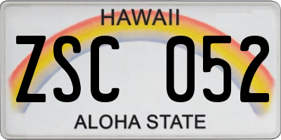 HI license plate ZSC052