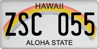 HI license plate ZSC055