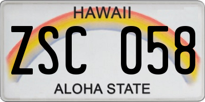 HI license plate ZSC058