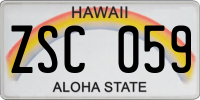 HI license plate ZSC059