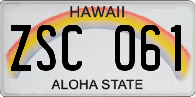 HI license plate ZSC061