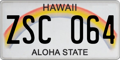 HI license plate ZSC064