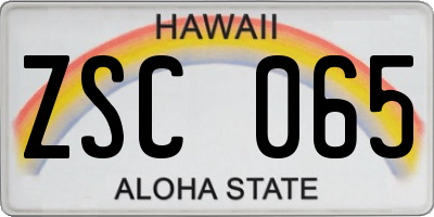 HI license plate ZSC065