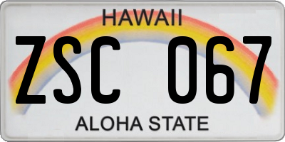 HI license plate ZSC067