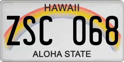HI license plate ZSC068