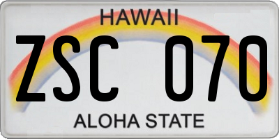 HI license plate ZSC070