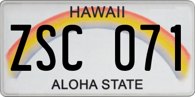 HI license plate ZSC071