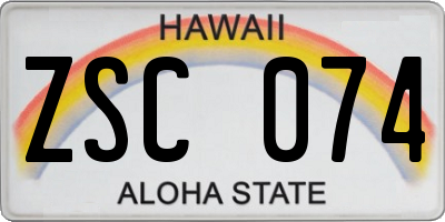 HI license plate ZSC074