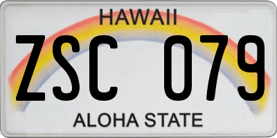 HI license plate ZSC079