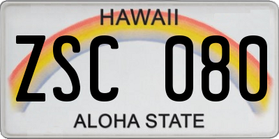 HI license plate ZSC080