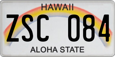 HI license plate ZSC084