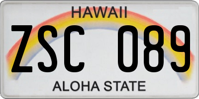 HI license plate ZSC089
