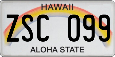 HI license plate ZSC099