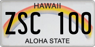 HI license plate ZSC100