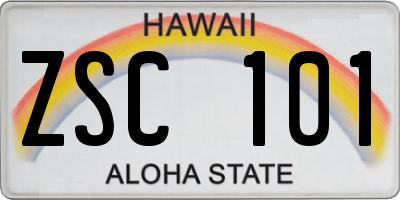 HI license plate ZSC101
