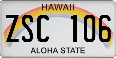 HI license plate ZSC106