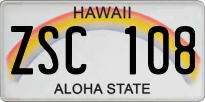 HI license plate ZSC108