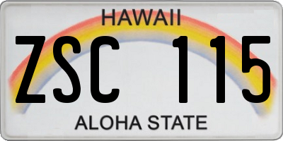 HI license plate ZSC115